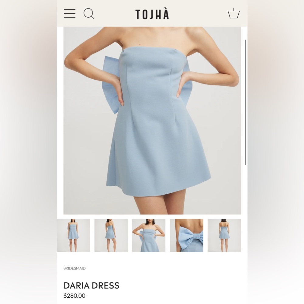 Tojha bow back Blue Strapless Dress nwt - Picture 6 of 9